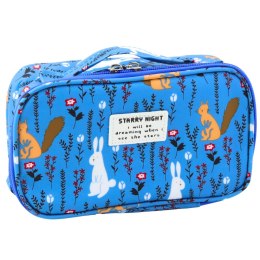 Piórnik Szkolny Organizer Kosmetyczka Dodatkowa Kieszonka Niebieski 22,5cm