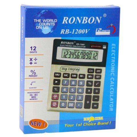 Kalkulator Biurowy Ronbon RB-1200V Duży Wyświetlacz 12-Cyfrowy