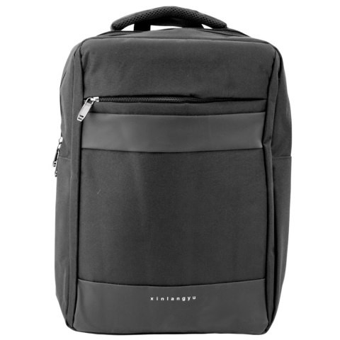 Plecak Miejski Biznesowy USB Przegroda Środkowa Czarny 14L 40cm