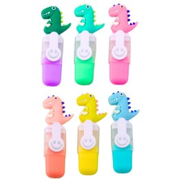 Zestaw Mini Zakreślacze Z Dinozaurem W Etui Kolorowe 6szt 8cm