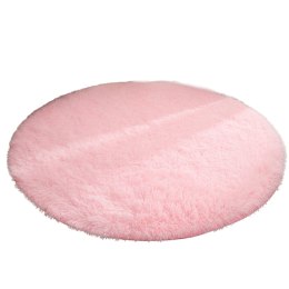 Pluszowy Miękki Dywan Okrągły Antypoślizgowy Jasno Różowy 122cm