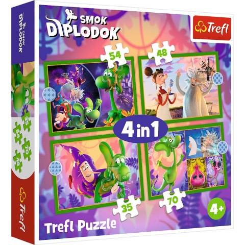 Puzzle - 4w1 (35, 48, 54, 70) - Świat Smoka Diplodoka - Trefl 34663