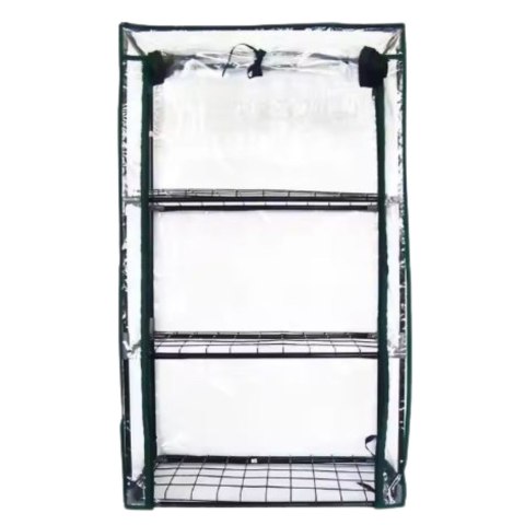 Mini Szklarnia Balkonowa Ogrodowa 3 Półki Metalowe Folia PVC 46 x 24 x 80cm