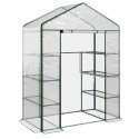 Mini Szklarnia Balkonowa Ogrodowa 4 Półki Metalowe Folia PVC 195 x 143 x 73cm