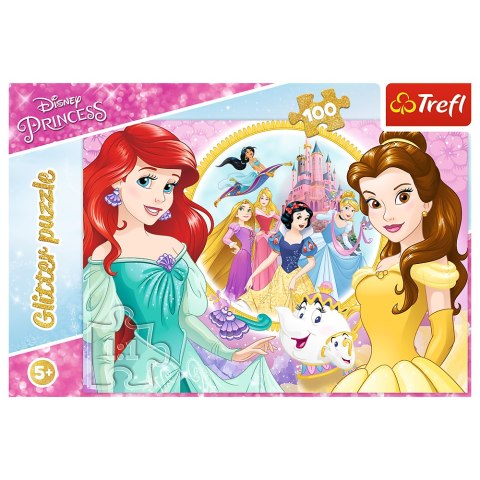 Puzzle - 100 Glitter - Wspomnienia Belli i Arielki - Disney Princess - Trefl 14819