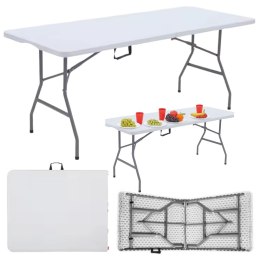 Stół Składany Z Blokadą Cateringowy Bankietowy Stolik Biały 180 x 74 cm