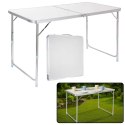 Stół Turystyczny Kempingowy Składany Regulowany Aluminiowy Biały 120x60cm