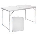 Stół Turystyczny Kempingowy Składany Regulowany Aluminiowy Biały 120x60cm