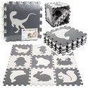 Miękkie Puzzle Mata Edukacyjna Dinozaury Pianka EVA Beżowe Szare 9 el.