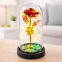 Wieczna Róża W Kopule Kryształowa Oświetlenie LED Czerwona 21x11cm