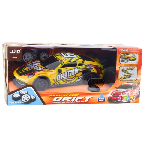 Auto Sportowe Zdalnie Sterowane RC Podświetlana Karoseria Drift Żółty