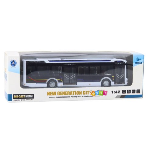Autobus Metalowy Miejski Światła Dźwięk 1:42 Biały