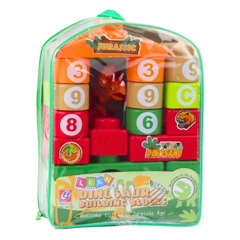 Klocki Konstrukcyjne Edukacyjne W Plecaku Dinozaury Cyfry Litery 26 el.