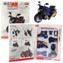 Motocykl Do Składania Skręcania Metal 1:14 DIY Niebieski
