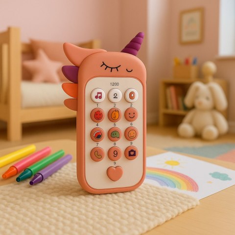 Dziecięcy Telefon Edukacyjny Światła Dźwięki Melodie Różowy