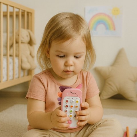 Dziecięcy Telefon Edukacyjny Światła Dźwięki Melodie Różowy