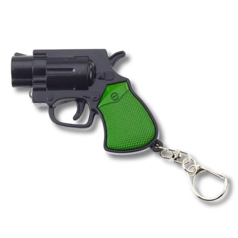 Mini Pistolet Rewolwer Brelok Gadżet Światło LED Laser 6,5 cm
