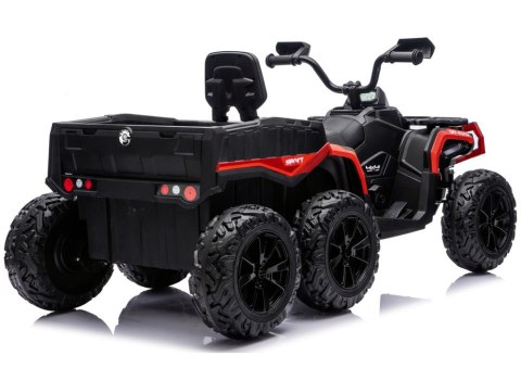 Quad Na Akumulator ATV 6 Kół Z Przyczepką JC606 24V 4x4 Czerwony