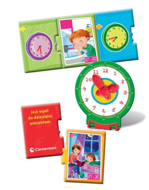 Gra edukacyjna Puzzle Która Jest Godzina? Zegarek Uczę się Bawiąc Język Polski Clementoni 50771