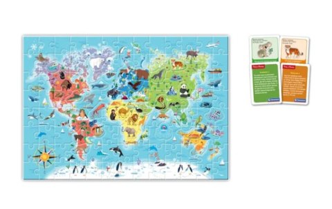 Gra edukacyjna Puzzle Quizy Zwierzęta Odkrywamy Świat Uczę się Bawiąc Język Polski Clementoni 50779