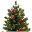 Choinka Ozdobna Dekoracyjna Sztuczna Czerwona Jarzębina Lampki LED 60 x 20 cm