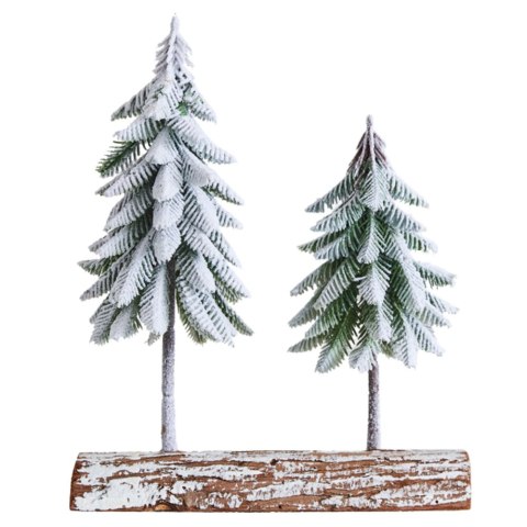 Dekoracja Kompozycja Świąteczna Choinki Na Pniu Pokryte Śniegiem 34 x 28 cm