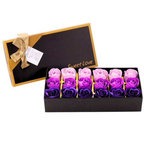 Flower Box Wieczne Pachnące Róże Kwiaty w Pudełku Fioletowe 18 szt.