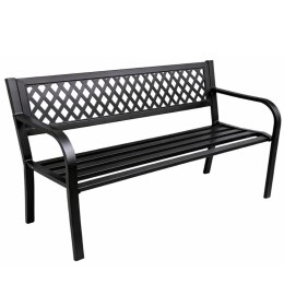 Ławka Ogrodowa Parkowa Taras Ogród Metalowa Oparcie Czarna 120 cm